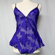 Vintage Gold Label Victoria's Secret Sheer Embroidered cami bodysuit in Purple