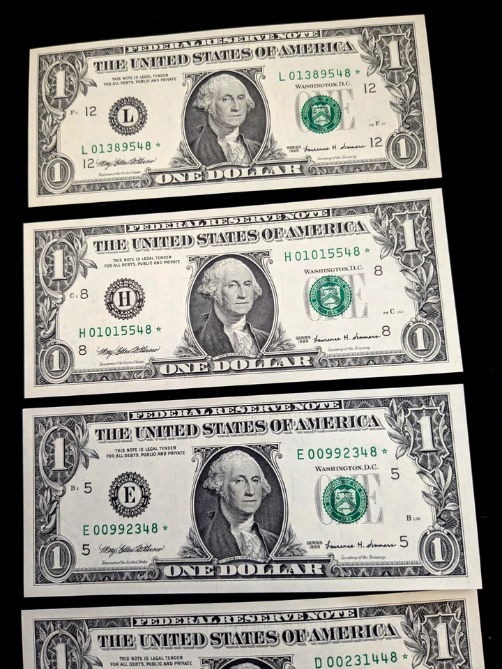 $1 1999 STAR NOTE SET ( 6 DISTRICT ) EXCEPT BOSTON/ATLANTA.   UNCIRCULATED. #11 - Image 3 of 4