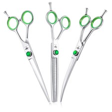 PURPLEBIRD 7 Inch Straight, Downward Curved Dog Grooming Scissors Set Profess...