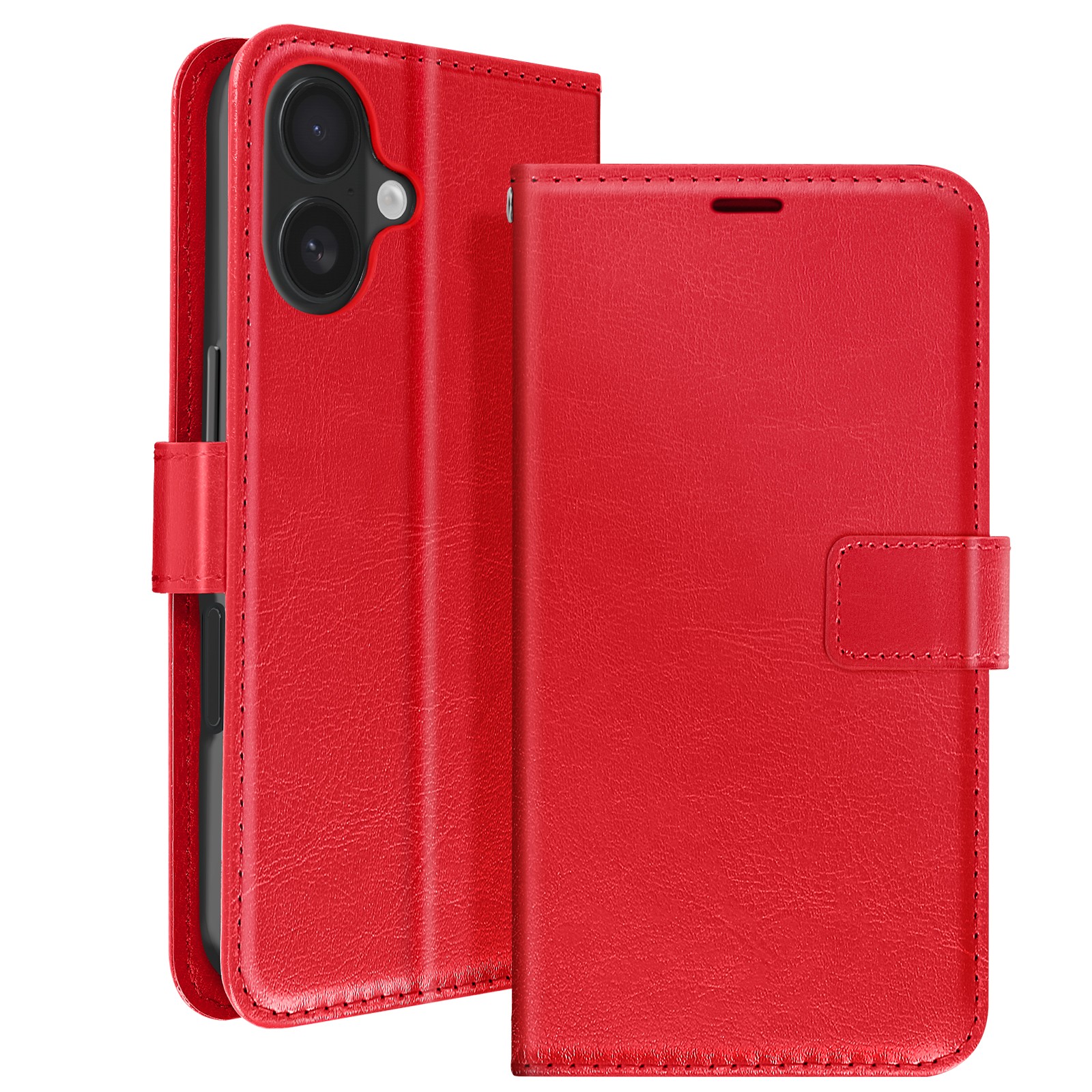 Étui portefeuille iPhone 16 Plus rouge résistant aux chocs pour ranger ses cartes