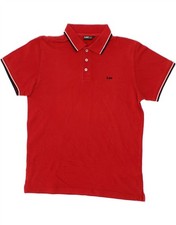 LEE Mens Polo Shirt Large Red Cotton TJ05