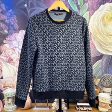 Michael Kors M Blue Black MK Logo Monogram Sweatshirt Crewneck Designer Preppy