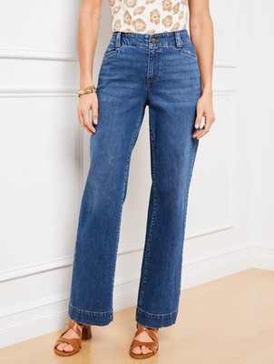 Talbots Jeans Womens Size 14 Classic Jean Trouser Wide Leg Cotton