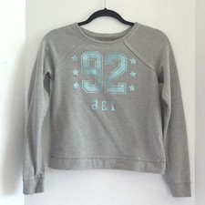 Abercrombie Kids Long Sleeve Distressed Sweatshirt w Glitter Blue Logo Size XL