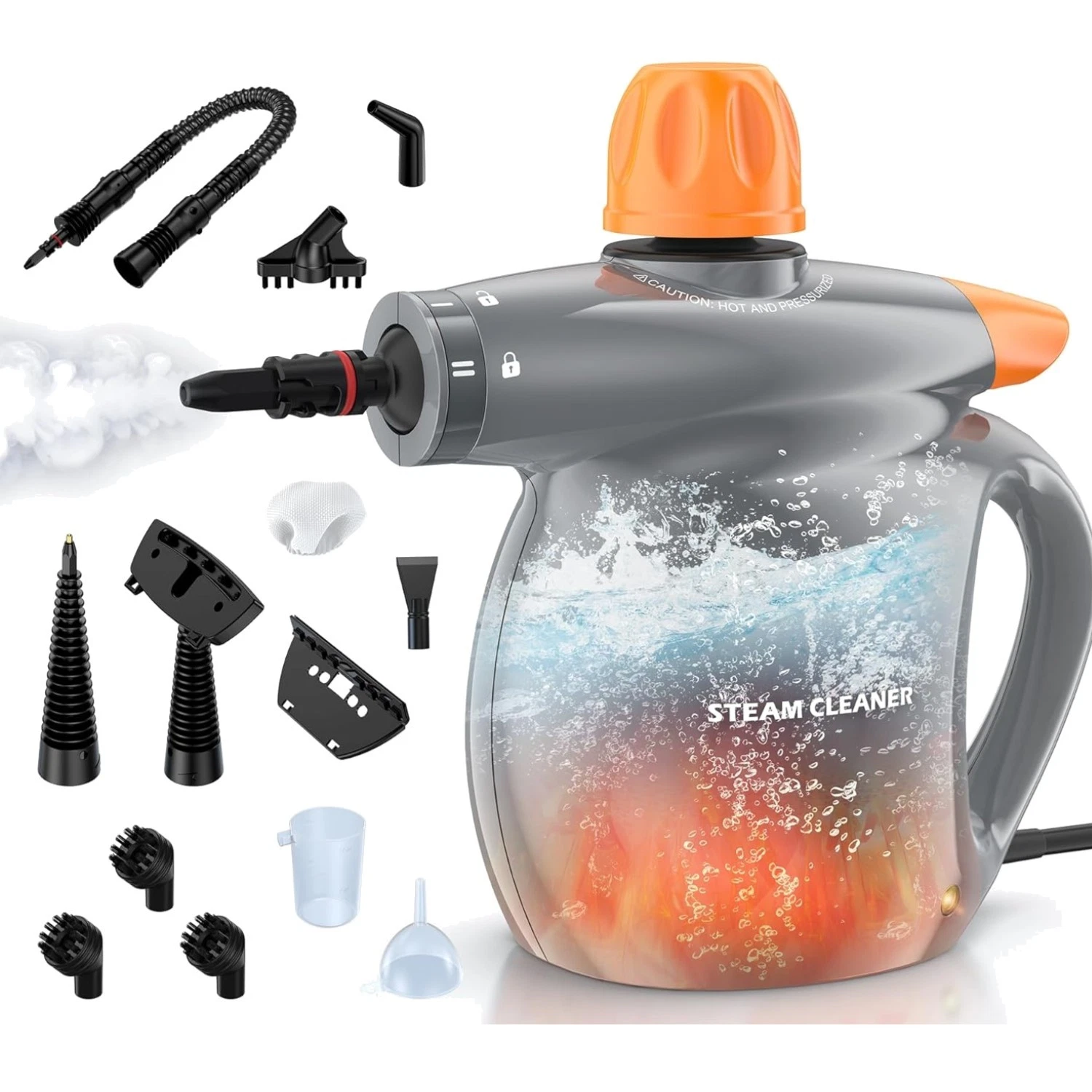 Steam Cleaner, Pressurized Handheld 13pcs Multi-Purpose Natural Deep Cleaning...