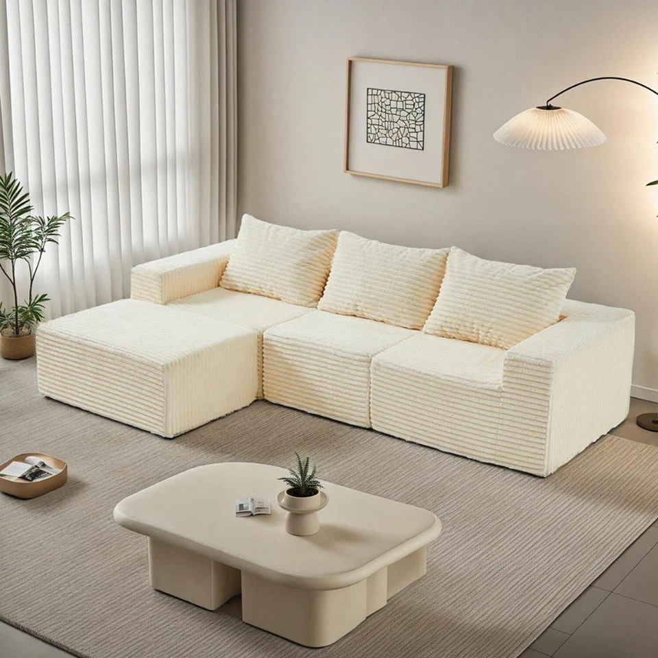 Sofá nube seccional en forma de L de 107" con chaise orientado a la izquierda sofá deshuesado de felpa Foto 2 de 4