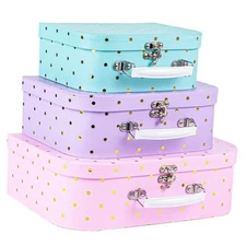  Paperboard Suitcases, Set of 3 Decorative Storage Boxes Gift Boxes With Lids 