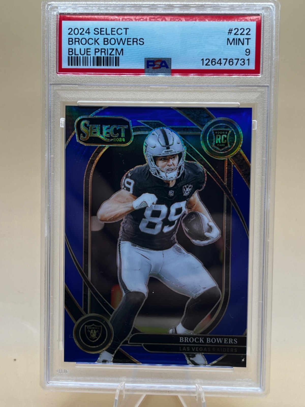 2024 Select - Club Level Brock Bowers Blue #89/99 PSA 9 JERSEY NUMBER JSY# RC