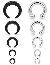 14G4G Septum Stretching Kit Surgical Steel Acrylic Pincher Tapers C Shape Buf...