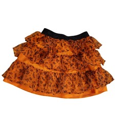 Kids Size 5T Rufled Orange Witch Bat Tiered Ruffle Tulle Tutu Skirt