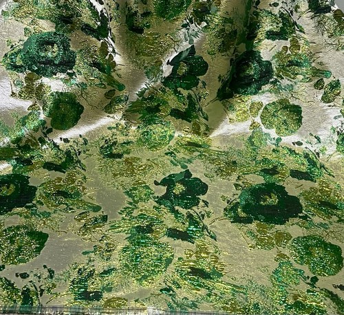 Green Gold Ivory Floral Metallic Brocade Fabric 58” Width Sold By The Yard