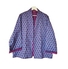 East cotton embroidered crewel ethnic jacket kimono coat linen hippy artisan s m
