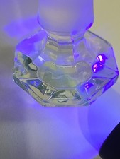 Hexagon Glass Decanter Bottle Stopper Tall Glow Green Lt. Purple