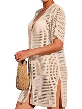 Badeanzug-Überzug für Damen, Geknöpft, Gehäkelt,  mit Seitlichem1615