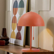 Mushroom Table Lamp Metal 40cm Orange 10W Pull Cord Switch-Base Damage & mark's