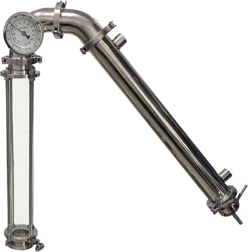 2" Tri Clamp Glass Pot Still Column & Condenser, Modular, Fits US Sankey Kegs