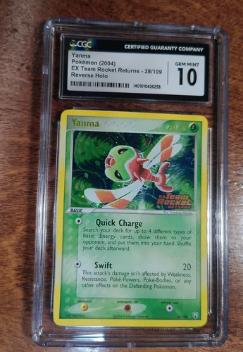 CGC 10 Yanma Reverse Holo 28/109 Ex Team Rocket Returns 2004 Pokemon Card