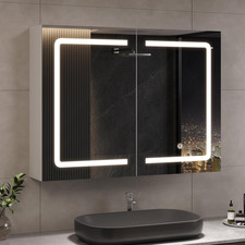Specchio Bagno Contenitore Con Led Luce E Presa Elettrica 80X16X60Cm Mobiletto S