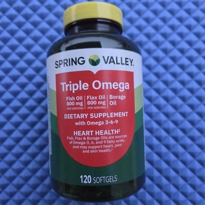 Spring Valley Fish Flax & Borage Oil Dietary Supplement Softgels 120 Ct Ex 02/28