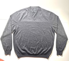 Jos. A. Bank Traveler V-Neck Sweater XXL Gray 100 Merino Wool Classic Fit Light