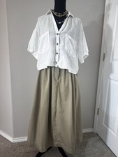 VTG Ralph Lauren Khaki Cotton Midi Skirt Size 10