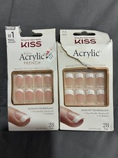 KISS Salon Acrylic French Press-On Nails, Nail glue included(2  Packs)