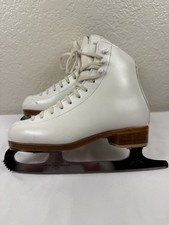Riedell White Leather Figure Skates MK Prof Sheffield Steel USA England See Pics