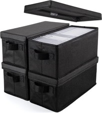 CD Storage Boxes - Pack of 4 CD Case Storage - 13.2 x 5.9 x 5.3, Container holds