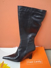 Leder Kniestiefel,Keilabsatz,Gr12, ca43/44,Schwarz,superweiches Leder!!!!