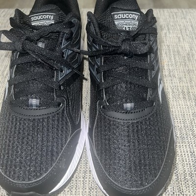 Saucony Cohesion 13 Men s Black/White Mesh Lace Up Low Top Sneakers  11 wide