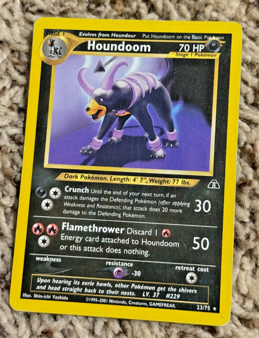 Pokemon Card - Houndoom - Neo Discovery 2001 - Rare Vintage - 23/75