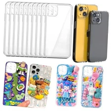  DIY Phone Junk Case for iPhone, 10 Pack Clear Cases, Crystal Iphone 15