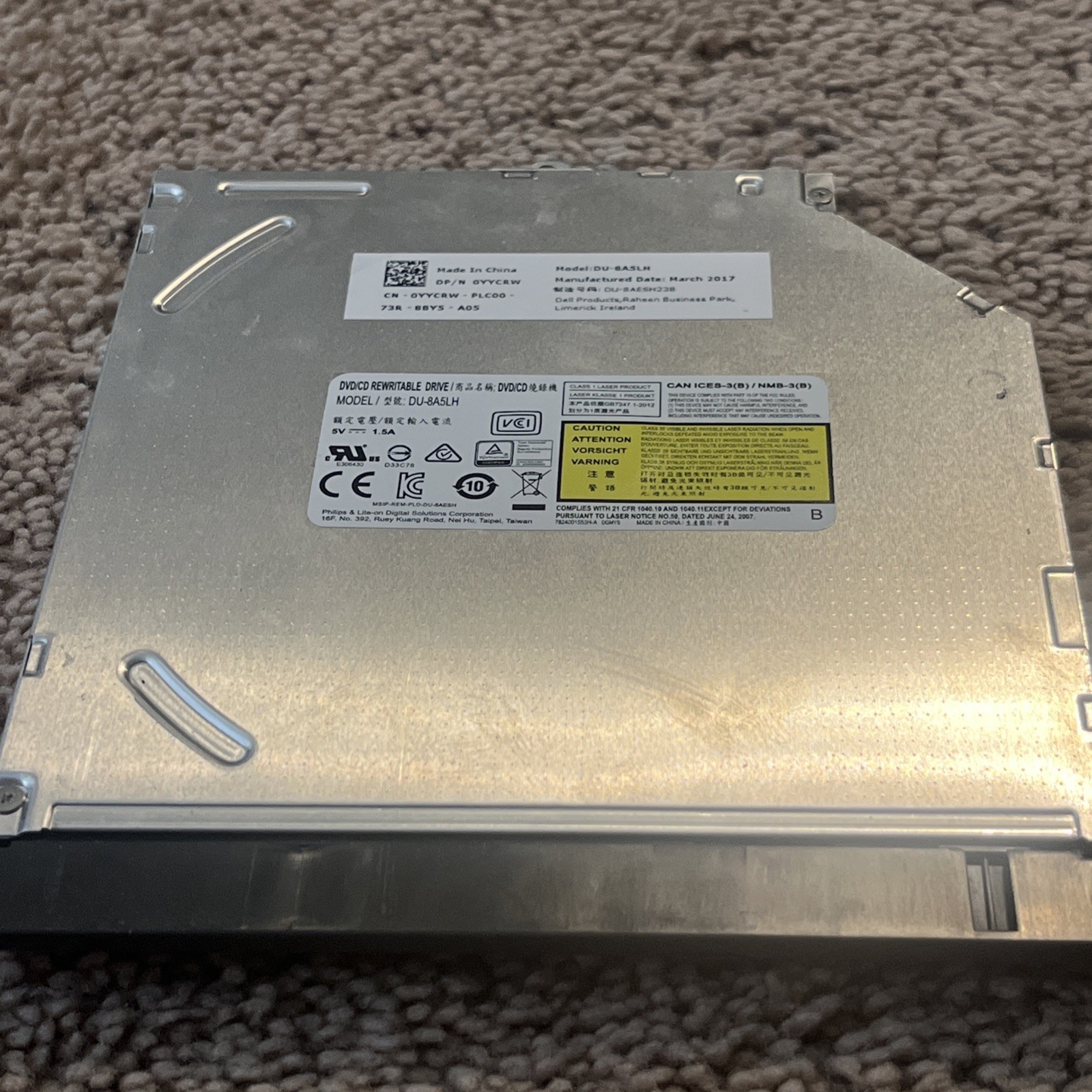 Dell Inspiron 15 5567 5565 5555 DVD Burner Drive with Bezel DU-8A5LH 0YYCRW 8A