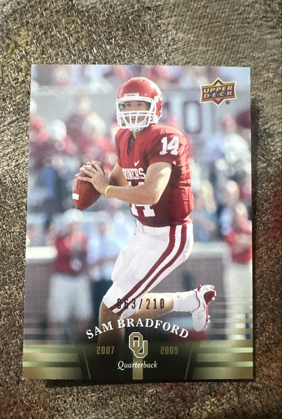 2011 Upper Deck University of Oklahoma - Sam Bradford #74 Gold /210 Heisman