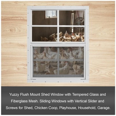 White Shed Windows w/ Fiberglass Screen 2 Pack/-