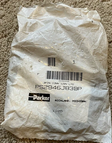 Parker PS2946J83BP Molded Solenoid Valve 3 Pin Connector Cable, 120V LED+VDR 2M