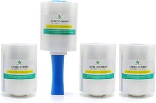 4-Pack 5" x 1000ft Mini Stretch Wrap with Handle – 80 Gauge Clear Shrink Film