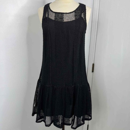 BCBGeneration NWT Women's Black Sleeveless Open Knit Lay-Over Slip Dress Size S - Picture 5 of 17