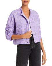 IRO Women's Nolun Purple Silver Tweed Snap Front Jacket Sz 36/S NEW 555