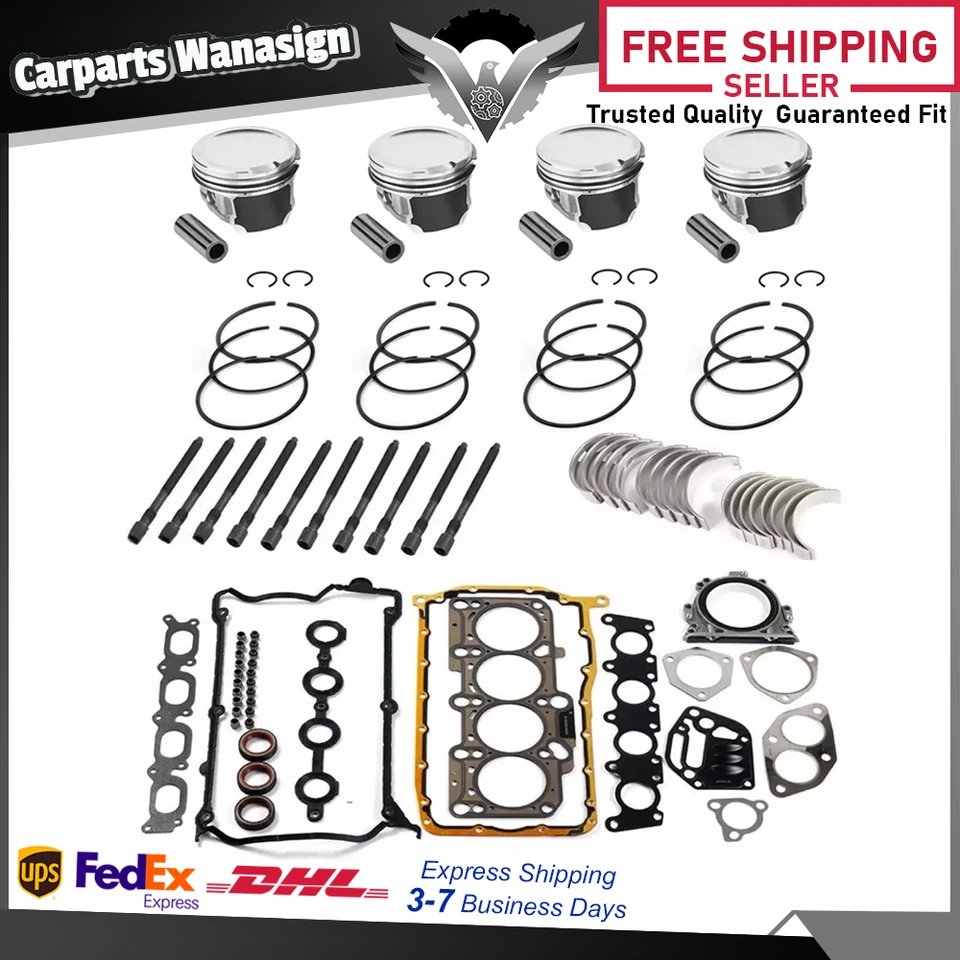 Kit de reconstrucción de motor pistones para 00-09 VW Jetta Golf AUDI A4 TT AWM AWV AWP 1,8 L Foto 2 de 4