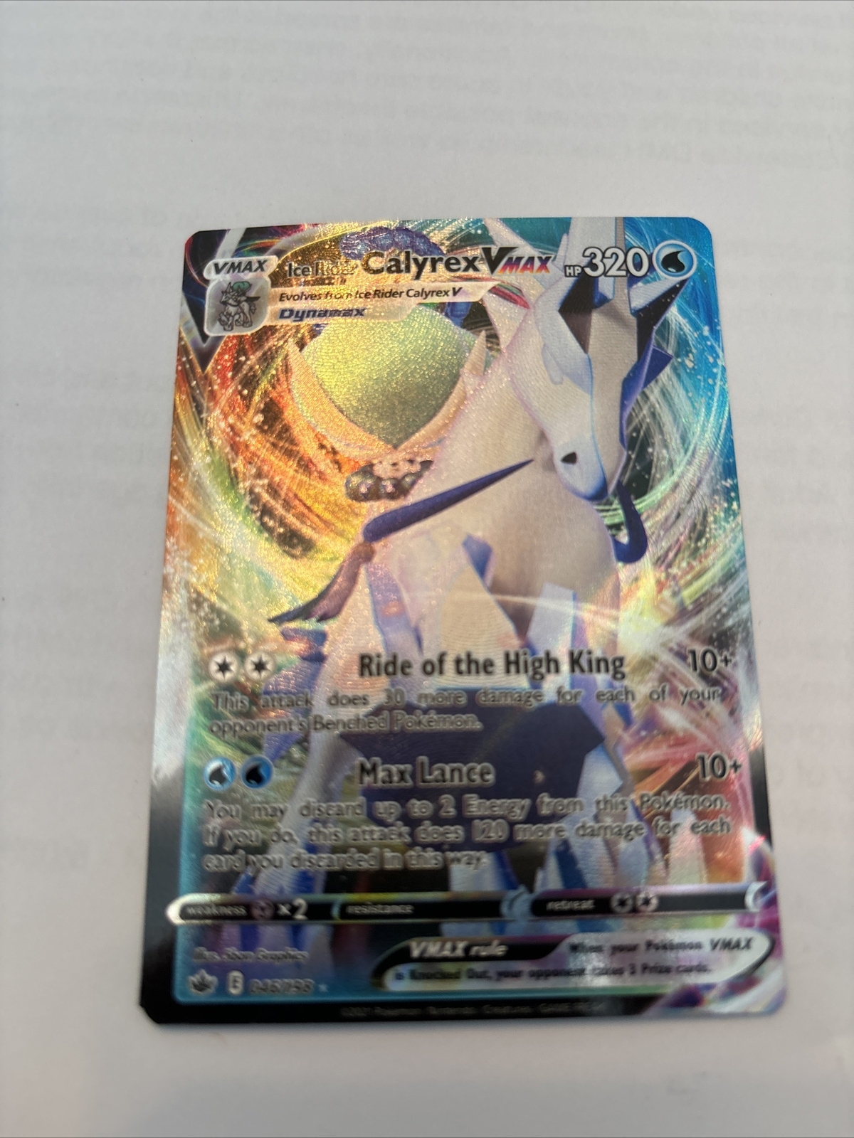 Ice Rider Calyrex VMAX - 046/198 Ultra Rare Chilling Reign Pokemon TCG NM