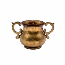 Vintage Mosiężna doniczka ozdobna doniczka z uchwytami | wysokość 6 cm