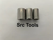 K-D Tools USA 3pc 1/2" Drive 12pt Metric 15mm 18mm 21mm Shallow Chrome Sockets