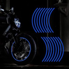 16pcs 17-19" Strips Car Motorbike Reflective Blue Rim Wheel Tape Sticker Decals
