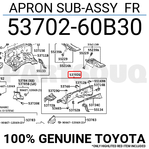 5370260B30 Genuine Toyota APRON SUB-ASSY FR 53702-60B30 | eBay