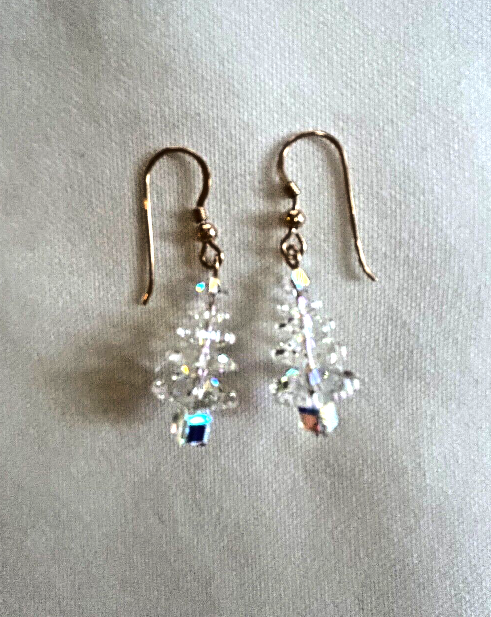 Sparkling Gold-Filled Christmas Tree Earrings with Swarovski Crystals  