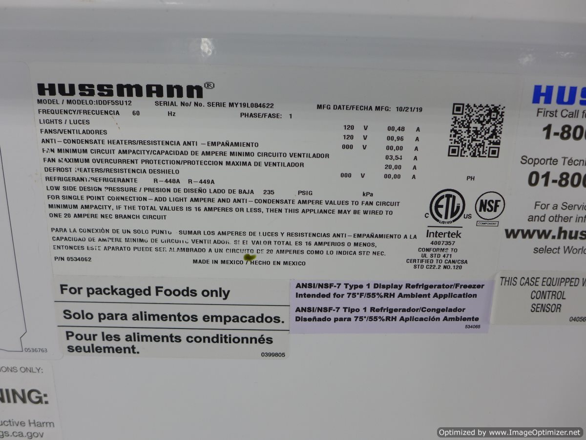 2020 Hussmann IDDF5SU Med Temp 12' Grocery Dairy Deli Cooler Merchandiser LED