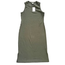 Nine West Women’s Ribbed Midi Dress Black Sz M Goth Minimalist Grunge Rock Y2K