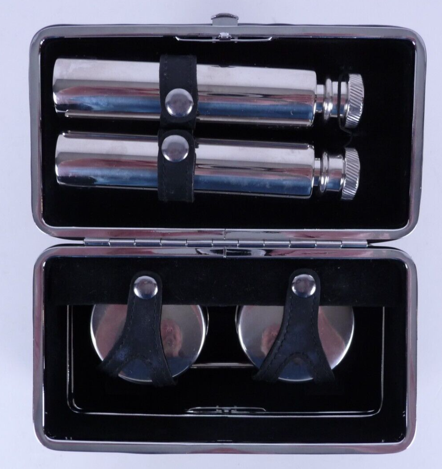 Travel Cocktail Shot Set Carrying Case Stainless Steel Novelty Gift