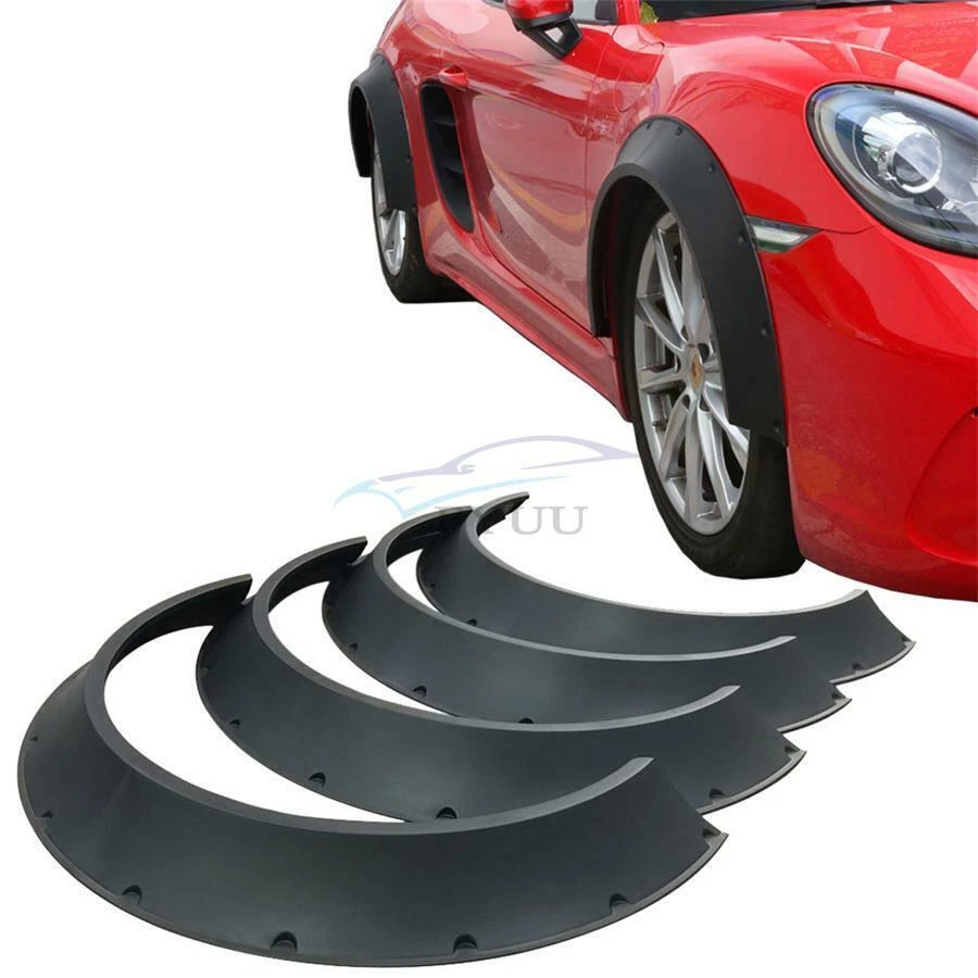 4PC Flexible Durable Polyurethane Car Fender Flares Extra Wide Body Wheel Arches - Image 2 of 4